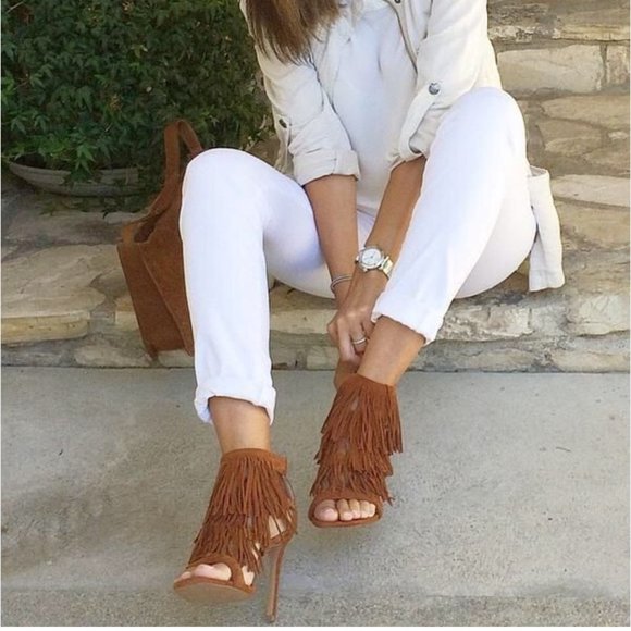 Steve Madden Brown Fringly Suede Heels - Picture 3 of 8